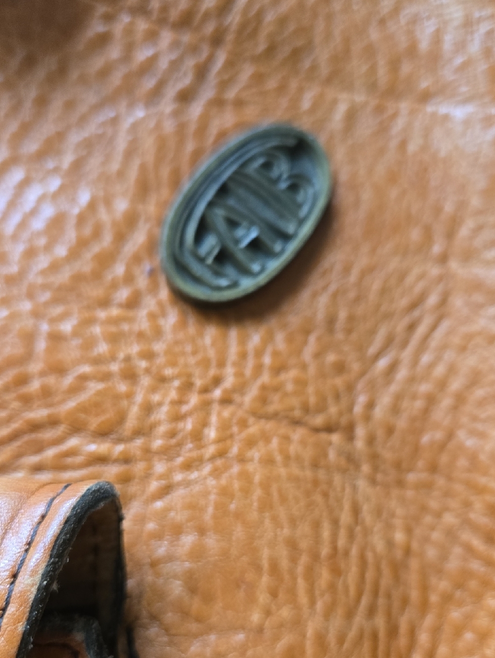 Women's Coniac Pebbled Leather Bag with Front Flap Pocket - Picture 2 of 7